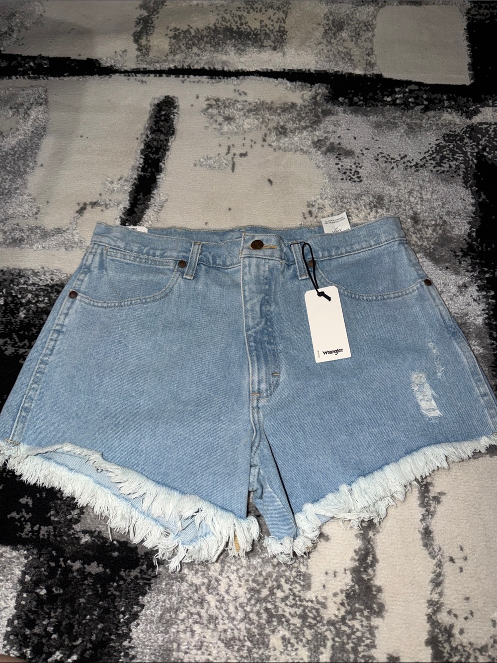 Wrangler Light Wash Reworked Denim Shorts
